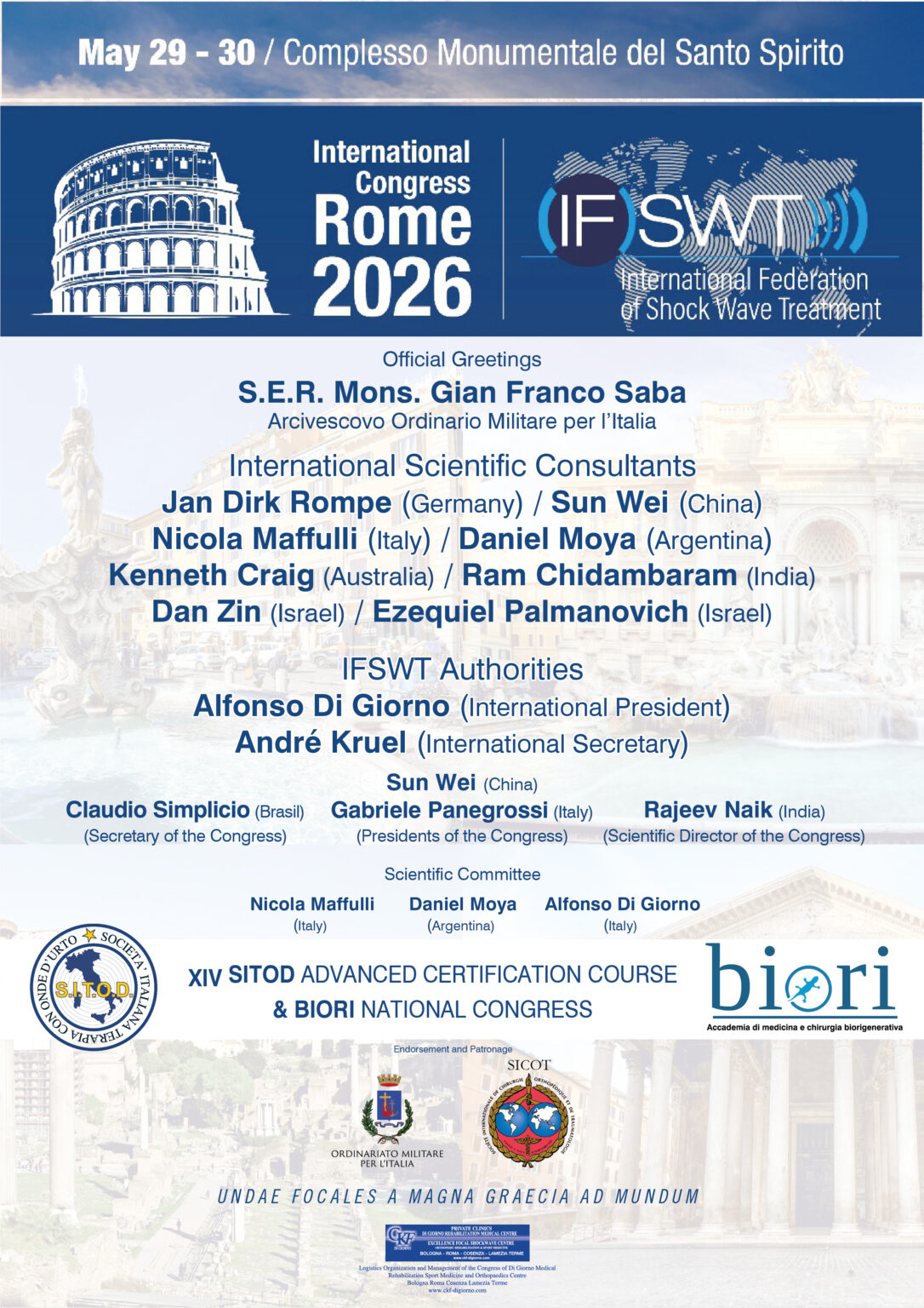 XIV Corso di Certificazione Avanzata SITOD - Congresso Nazionale BIORI XIV Corso di Certificazione Avanzata SITOD - Congresso Nazionale BIORI