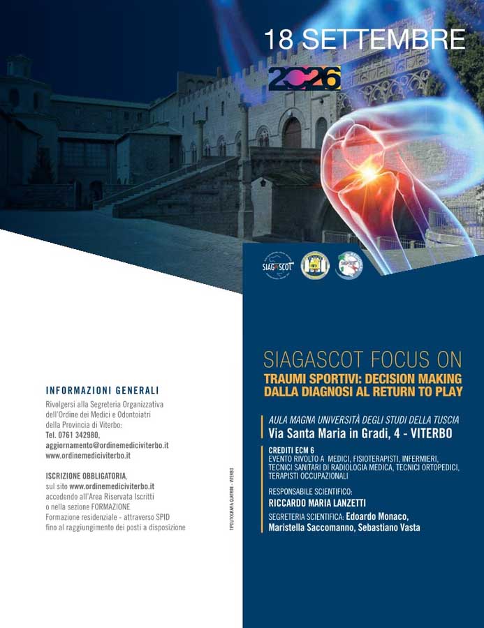 SIAGASCOT Focus on Traumi Sportivi: Decision Making dalla Diagnosi al Return to Play