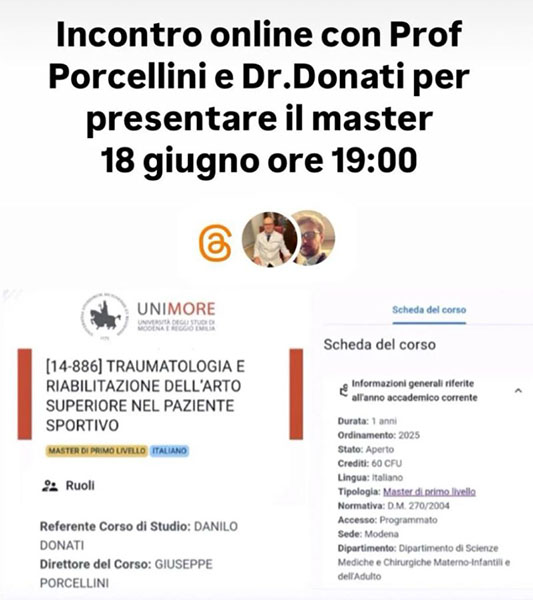 'TRAUMATOLOGIA E RIABILITAZIONE DELL’ARTO SUPERIORE NEL PAZIENTE SPORTIVO' 'TRAUMATOLOGIA E RIABILITAZIONE DELL’ARTO SUPERIORE NEL PAZIENTE SPORTIVO'