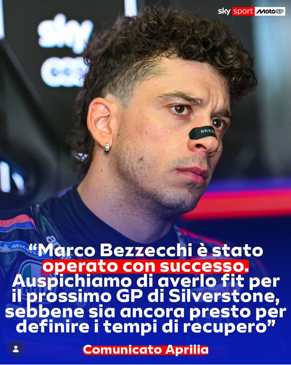Il comunicato stampa del team dell'Aprilia sull'intervento a Marco Bezzecchi dopo la caduta al Sachsenring